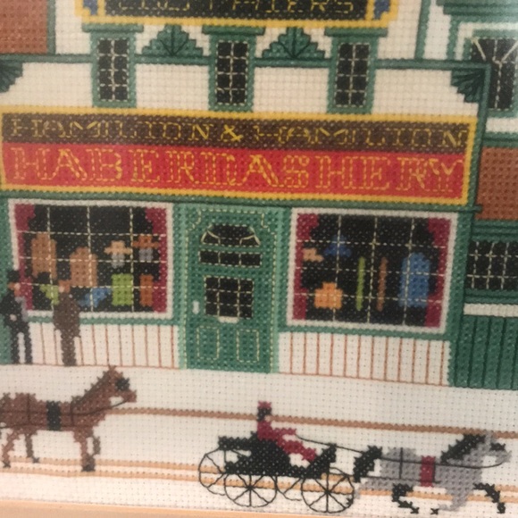 Americana Vintage Framed Folk Art Sampler Crewel  Needlepoint 17”x13 1/4” - Picture 2 of 9